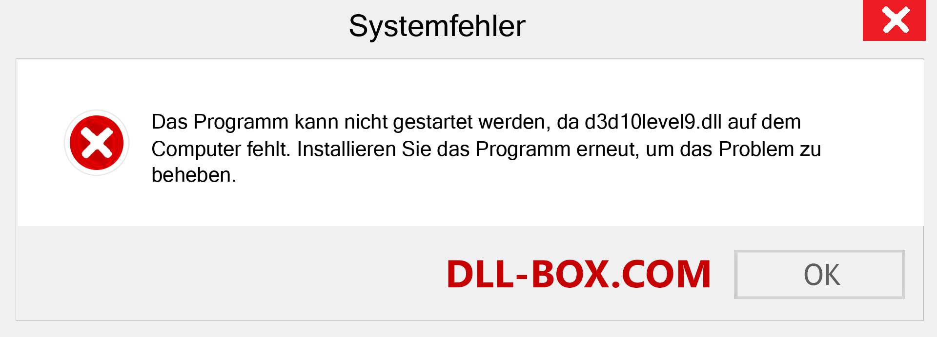 d3d10level9.dll-Datei fehlt?. Download für Windows 7, 8, 10 - Fix d3d10level9 dll Missing Error unter Windows, Fotos, Bildern